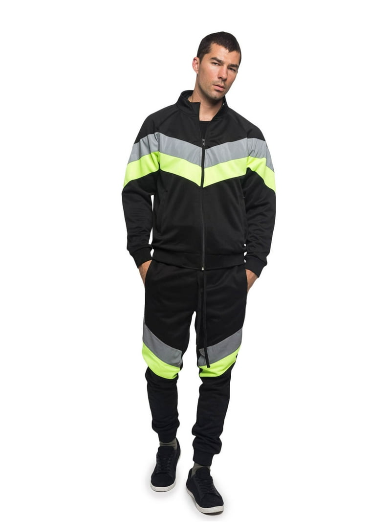 Men's Reflective Neon Track Suits Piece Sweatsuit Set ST580