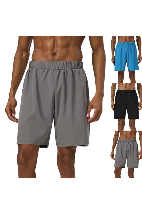 Men's Reflective Running Shorts 9" Inseam Summer Quick Dry Performance Above Knee Length Short Pants for Workout & Fitness Training with 3 Back Pockets