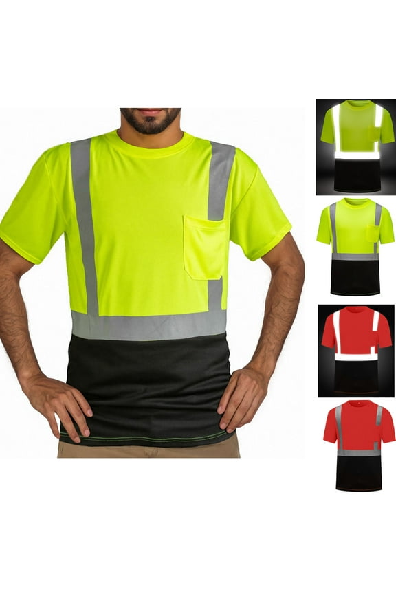 Men's Reflective Strip Hooded Sweatshirt Zipper Hoodie Sanitation Work Clothes Solid Color Casual Jacket Pullover for Streetwear Loungewear | AESTIVO,Red 2XL