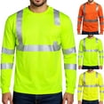 thumbnail image 1 of Men's Reflective Strip Long Sleeve Work T-Shirt Construction Workwear for Spring Fall Safety Wear,Saffron,XL, 1 of 5