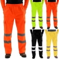 thumbnail image 1 of Men's Reflective Strip Sanitation Work Uniform Fleece Pants, Casual Sports Trousers for Safety and Visibility During Night Work or Outdoor Activities,Black,L, 1 of 5