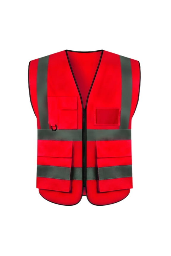 Men's Reflective Tank Top with Multi Pocket Construction Work Vest Lightweight Casual Outdoor Coat for Hiking Fishing Hunting Polyester Protective Gear