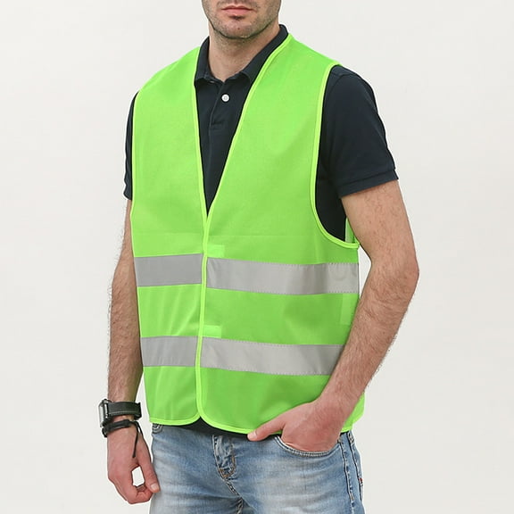 Men's Reflective Vests High Visibility Safety Sleeveless Vests for Traffic Work Sleeveless Casual Coat Green One Size