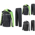 thumbnail image 1 of Men's Reflective Waterproof Rain Suit Hooded Rain Jacket and Pants for Motorcycle Riding, Cycling & Outdoor Work, 1 of 9