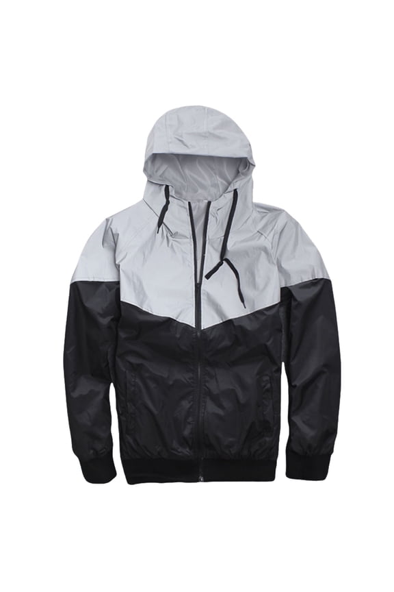 Men's Reflective Windbreaker Jacket Glow In The Dark Lightweight Casual Outerwear For Active