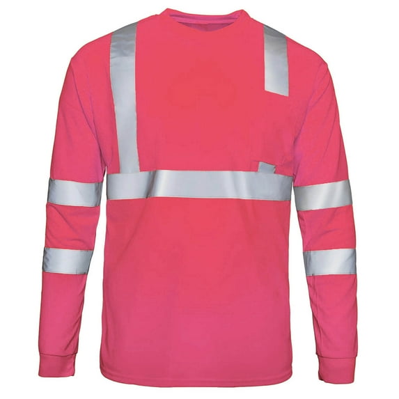 Men's Reflective Work Shirt, Breathable Mesh Long Sleeve T-Shirt with Round Neck, High Visibility Safety Clothing for Outdoor and Casual Wear, Comfortable Polyester Fabric