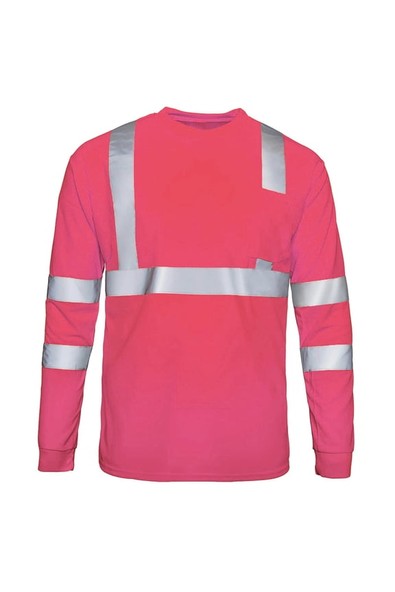 Men's Reflective Work Shirt, Breathable Mesh Long Sleeve T-Shirt with Round Neck, High Visibility Safety Clothing for Outdoor and Casual Wear, Comfortable Polyester Fabric