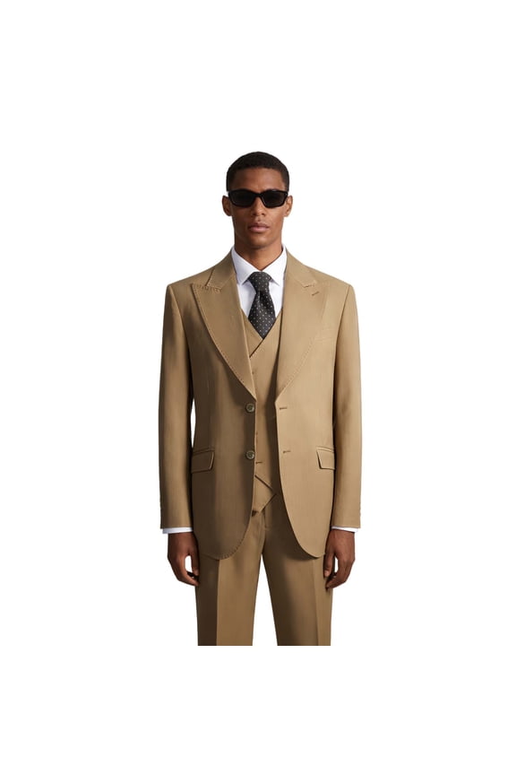 Men's Regular Fit 3 Piece Double Breasted Suit: Groom & Business Essential (Jacket+Vest+Pants)