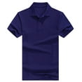 thumbnail image 1 of Men's Regular-Fit Cotton Short Sleeve Jersey Casual Plain Polo Shirt Navy XXL, 1 of 6
