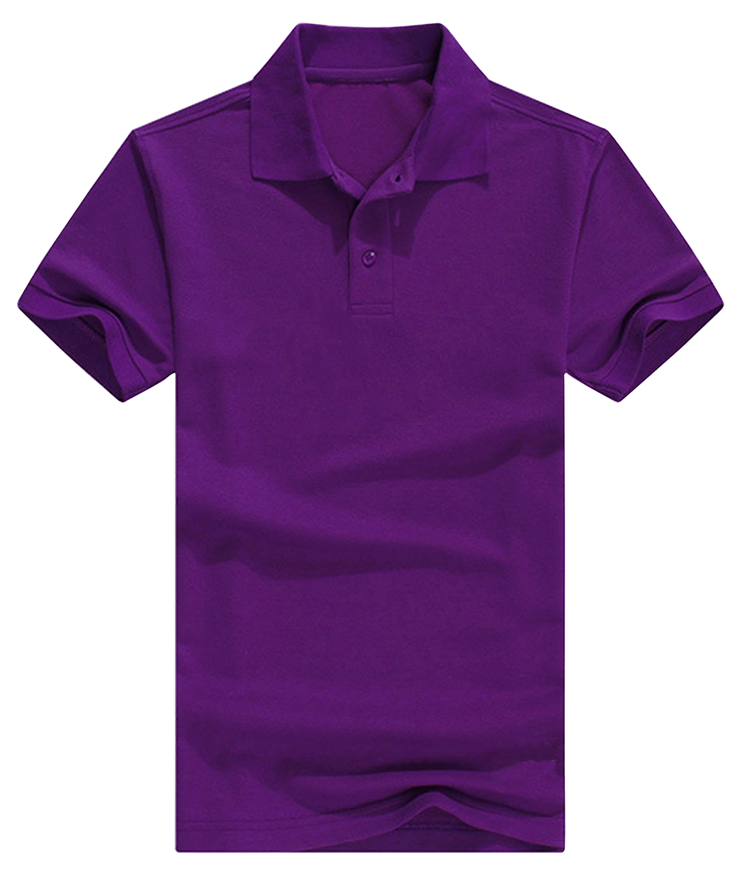 Men's Regular-Fit Cotton Short Sleeve Jersey Casual Plain Polo Shirt ...