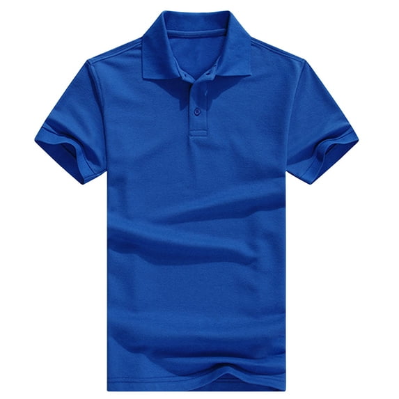 Men's Regular-Fit Cotton Short Sleeve Jersey Casual Plain Polo Shirt Royal Blue M