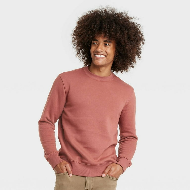 Men s Regular Fit Crewneck Pullover Sweatshirt Goodfellow Co Brown S Walmart