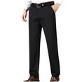 thumbnail image 1 of Men's Regular Fit Dress Pants Casual Business Flat Front Mens No Iron Comfort Stretch Pants with Expandable Waist Black, 1 of 7