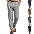 thumbnail image 1 of Men's Regular Fit Dress Pants Expandable Waist Slacks for Work Casual Business Flat Front Mens Wrinkle Free Comfort Stretch Pants Navy M, 1 of 5