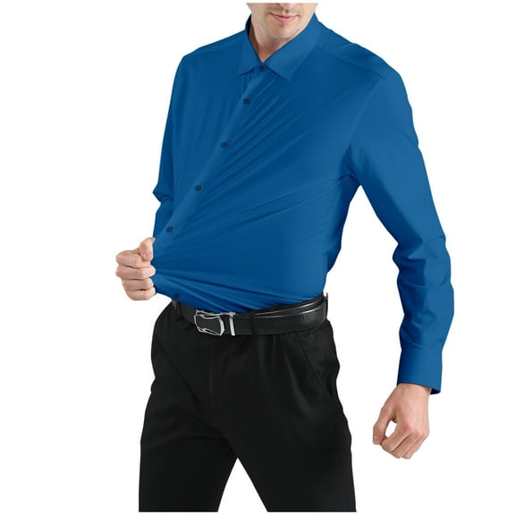 Men’s Regular Fit Flex Collar Stretch Dress Shirt Men's Dress Shirts Stain Shield Regular Fit 4-Way Stretch Slim Fit Shirts Wrinkle-Free Business Formal Solid Button Down Shirt