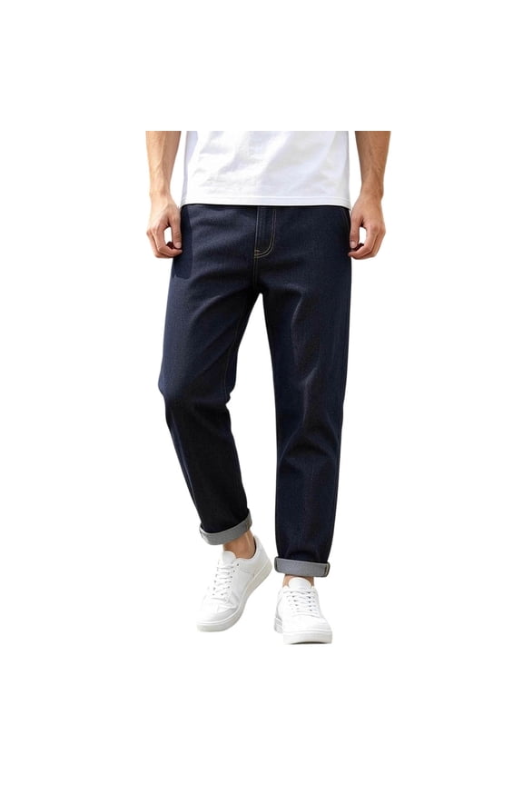 Men’s Regular Fit Jeans Classic Straight Leg Stretch Lightweight Denim Pants Comfort Casual Jeans Big and Tall Size M-3XL Dark Blue