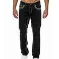 thumbnail image 1 of Men's Regular Fit Jeans Relax Fit Denim Pants Mens Premium Denim Straight Fit Western Jeans Men Streetwear Jeans Loose Straight Casual Pants, XXL&Black, 1 of 8