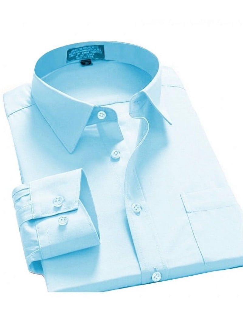 men's long sleeve dress shirts walmart Basic Shirts Men's Regular Fit Long Sleeve Button Down Dress Shirt, Size: 19-19, Blue