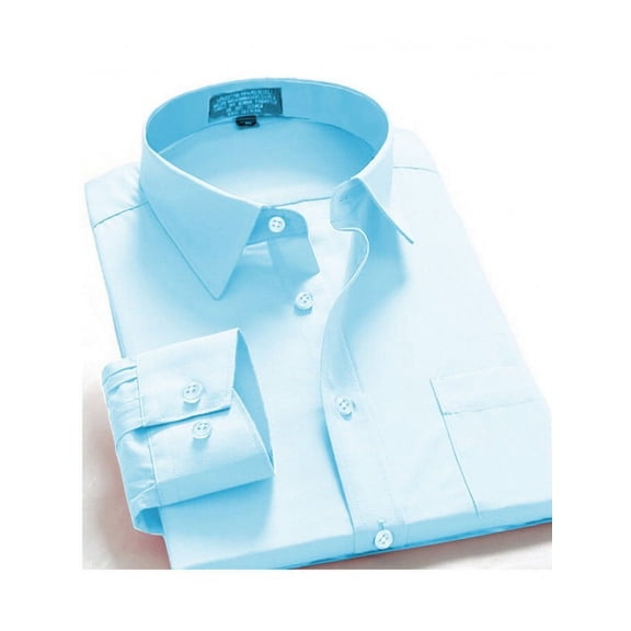 Men's Regular Fit Long Sleeve French Cuff One Pocket Dress Shirt In Light Blue