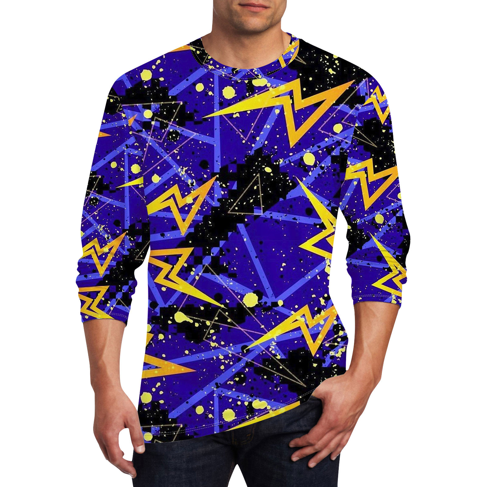 Men's RegularFit Long Sleeve TShirts Printed TShirts Crewneck