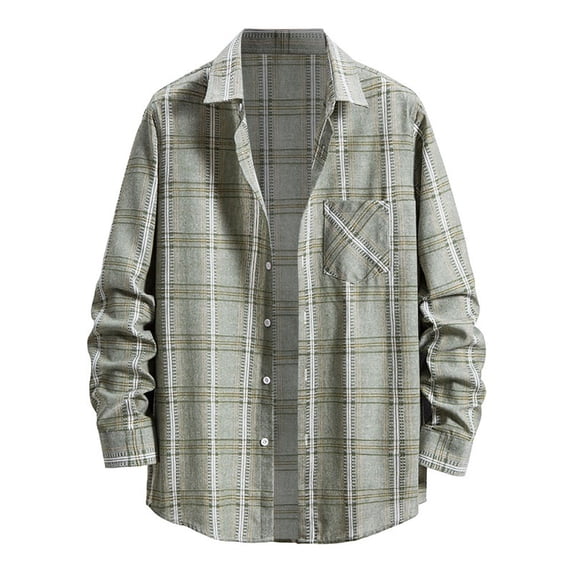 Men's Regular Fit Plaid Flannel Shirts Button Down Shirts Long Sleeve Cuffed Shirts Lightweight Fall Jackets Mint Green XL