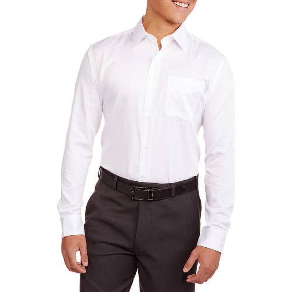Men's Regular Fit Sateen Dress Shirt - Walmart.com