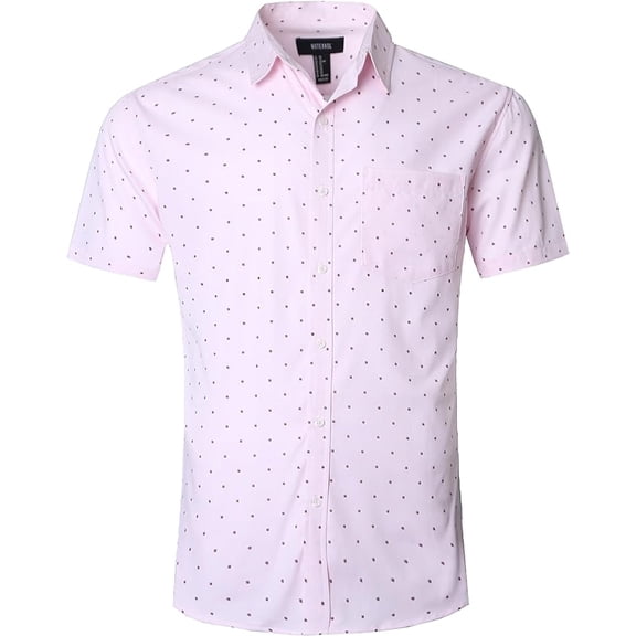 Men's Regular Fit Short Sleeve Dress Shirt Button Down Casual Oxford Prints Shirts 2XL