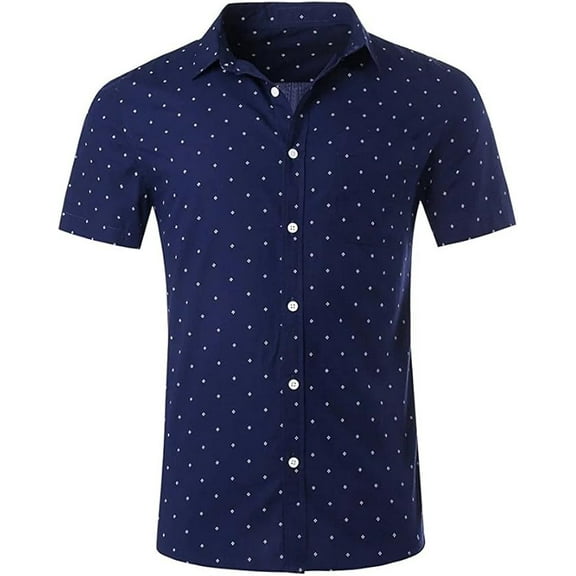 Men's Regular Fit Short Sleeve Dress Shirt Button Down Casual Unique Print Shirts XL