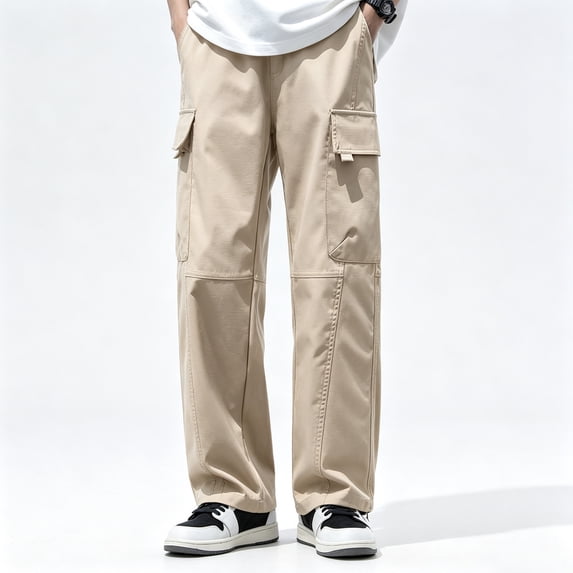 Men's Regular Fit Stretch Cargo Pants Outdoor Daily Wear Durable Fabric Utility Pockets S-XL