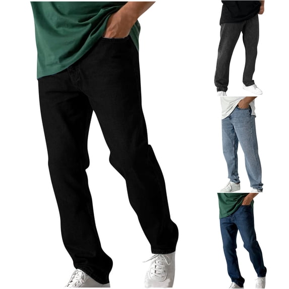 Men's Regular Fit Stretch Jeans Straight Leg Mid Rise Classic Comfort Flex Denim Pants Light Blue
