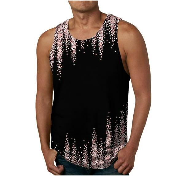 Men's Regular-Fit Tank Top Gradient Quick Dry Workout Gym Muscle Tee Fitness Bodybuilding Sleeveless T Shirt