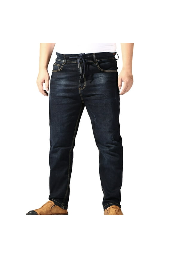 Men's Relaxed Elastic Jeans with High Stretch, Comfortable Fit Denim Pants for Everyday Comfort
