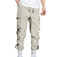 thumbnail image 1 of Men's Relaxed Fit Cargo Pants Cargo Pant With Stretch Solid Khaki M, 1 of 5