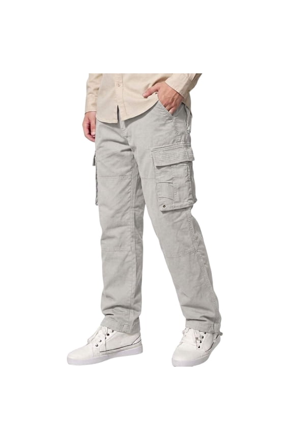 Men's Relaxed Fit Cargo Pants,Cotton Camo Work Pants with 6 Pockets,Durable Outdoor Utility Hiking Pants,No Belt