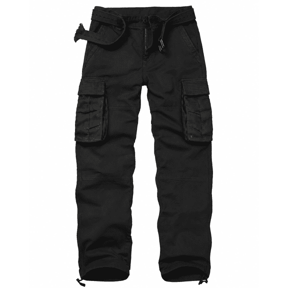 Men's Relaxed Fit Cargo Pants,Cotton Camo Work Pants with 6 Pockets,Durable Outdoor Utility Hiking Pants,No Belt