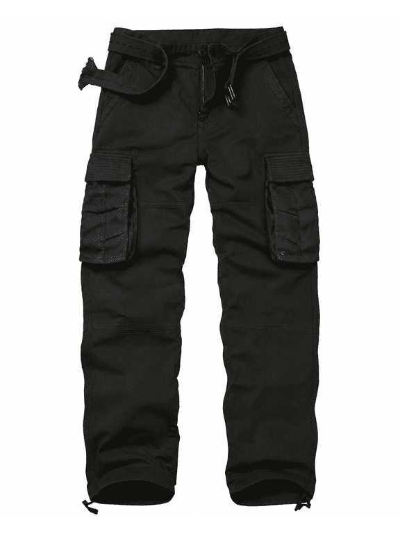 Men's Relaxed Fit Cargo Pants,Cotton Camo Work Pants with 6 Pockets,Durable Outdoor Utility Hiking Pants,No Belt