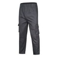 thumbnail image 1 of Men's Relaxed Fit Cargo Pants, Matte Cotton-Touch Multi-Pocket Casual Lightweight Stretch Loose Fit Work Pants with Flex Waistband Size 5XL Dark Gray, 1 of 6