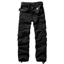 Mens Cargo Work Pants with Side Pockets Elastic Waist Straight Military ...