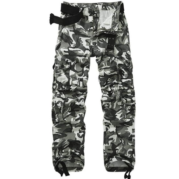 Men's Relaxed Fit Camo Cotton Cargo Pants with Multi Pockets Outdoor Causal Work Pants 38