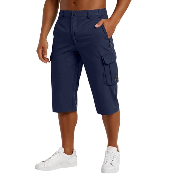 Men's Relaxed Fit Cargo Shorts with Flap Pockets Durable Utility Cotton Summer Workwear Shorts Navy XL