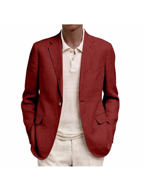 Men's Relaxed Fit Casual Blazer Jacket, One Button Lightweight Sports Coat with Notch Lapel, Business Suit Jacket for Wedding Prom Party Business