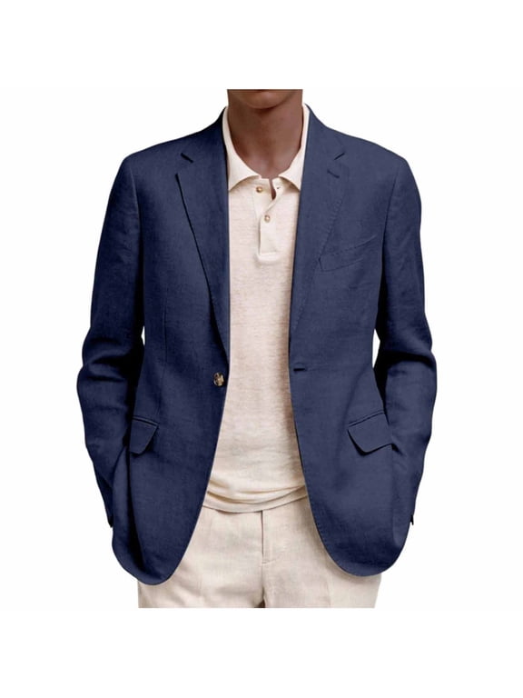 Men's Relaxed Fit Casual Blazer Jacket, One Button Lightweight Sports Coat with Notch Lapel, Business Suit Jacket for Wedding Prom Party Business