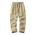 thumbnail image 1 of Men's Relaxed Fit Casual Cargo Hiking Pants Elastic Waist Adjustable Drawcord Lightweight Trendy Pants, 1 of 3