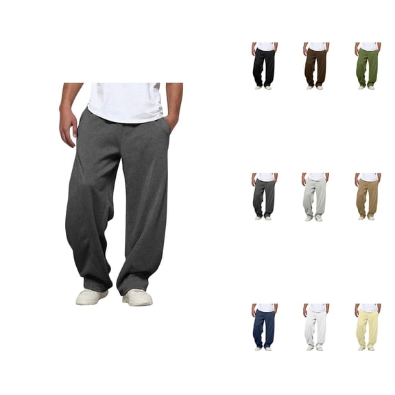 Men's Relaxed Fit Casual Dress Pants with Pleated Front, Expandable Waist, Side Pockets, Soft Comfortable Fabric