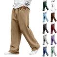thumbnail image 1 of Men's Relaxed Fit Corduroy Stretch Waist Straight Leg Pants - Casual Trousers for Everyday Wear, Comfortable for All Day UseBlackM, 1 of 7