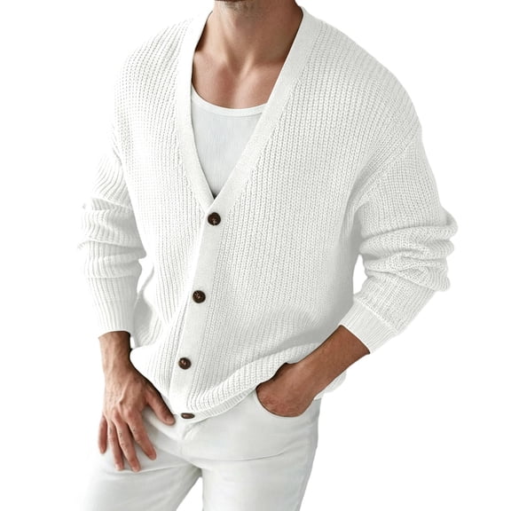Men's Relaxed-Fit Cotton Blend Cardigan
