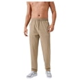 thumbnail image 1 of Men's Relaxed Fit Drawstring Pants with Patch Pockets and Elastic Waistband for Casual Wear - Small, Beige, 1 of 6