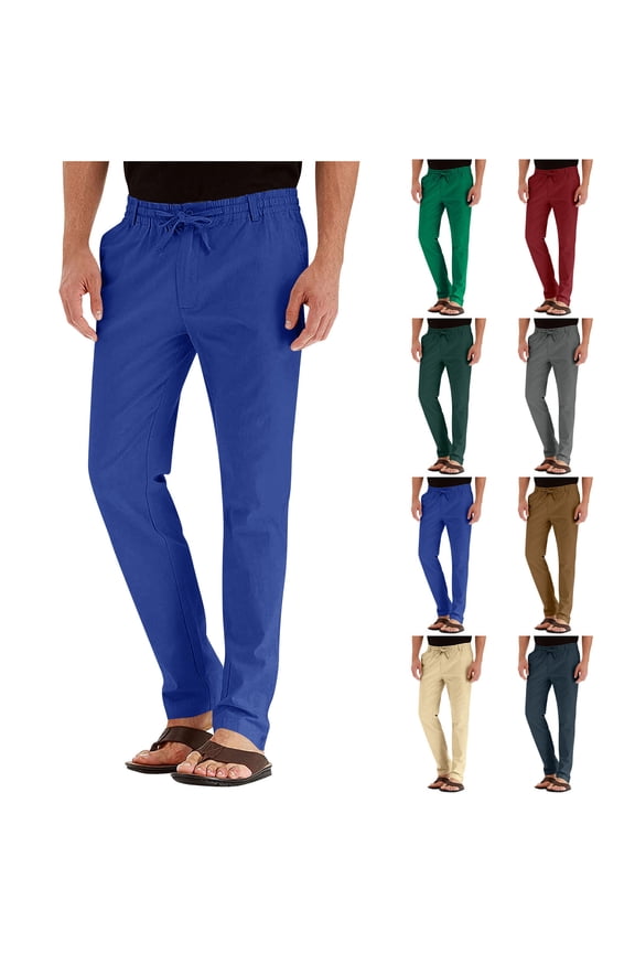 Men's Relaxed Fit Elastic Waist Business Casual Trousers, Chinos, Pants, Straight Leg Comfortable, Breathable Travel Work, Daily Office Wear, Summer | AKLJWH,Army Green L