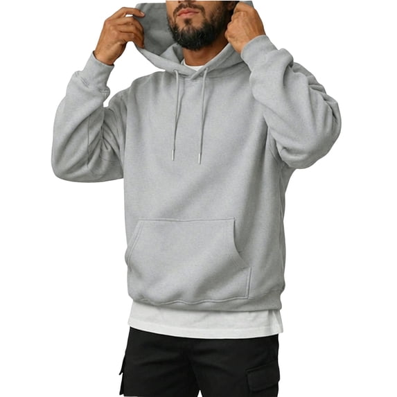 Men's Relaxed Fit Hooded Sweatshirt Drawstring Long Sleeve Casual Pullover Hoodie with Front Pocket