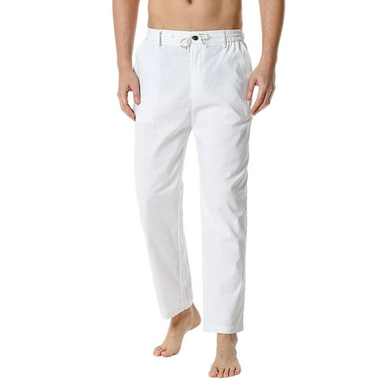 Men's Relaxed Fit Pants Casual Pant With Stretch Solid White S